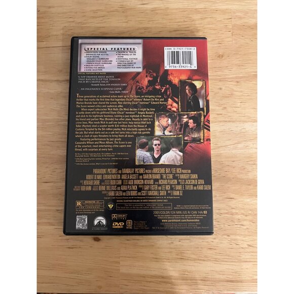 The Score 2001 DVD Widescreen Crime Robert De Niro Edward Norton Pre-Owned - Picture 2 of 4